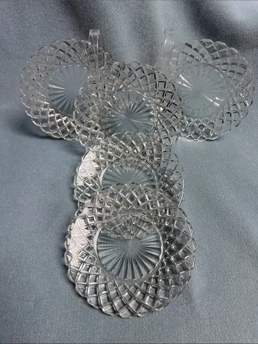 5-Anchor Hocking Waterford Waffle Glass Bread and Butter Plates (set of 5)